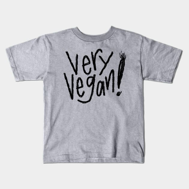 Very Vegan Vegetarian Foodie Hand Lettered Kids T-Shirt by DoubleBrush